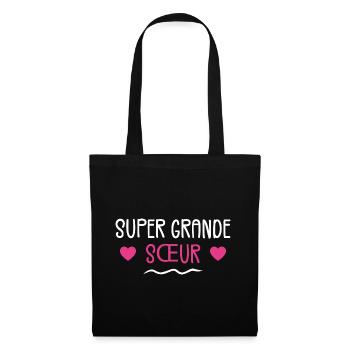 Cadeau De Cœurs Super Meilleure Grande Sœur - Sac en tissu - noir - Devant