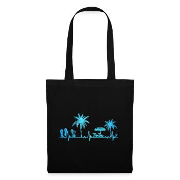 Heartbeat Palm Tree Glass Flipp Flop Summer Lover - Tote Bag - black - Front