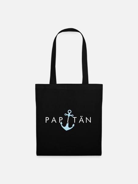 PAPITÄN - DAD - DADDY - ANKER - Geschenkidee - Stoffbeutel - Schwarz