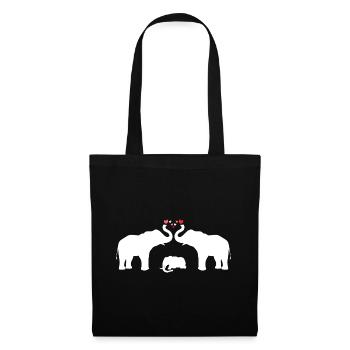 Protecteurs Elephant Parents Mama Papa Elephants - Sac en tissu - noir - Devant