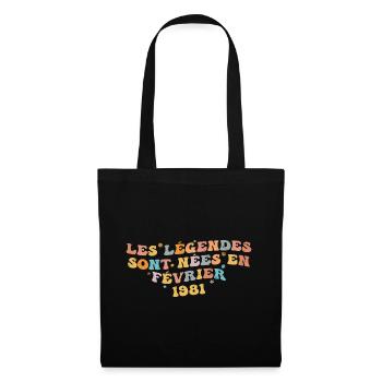 Les légendes sont nées Février 1981 | Femme Cadeau - Sac en tissu - noir - Devant