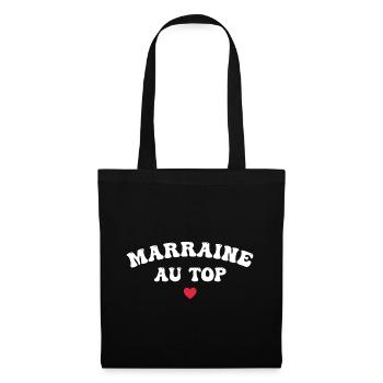 Marraine Au Top - Cadeau Marraine - Sac en tissu - noir - Devant