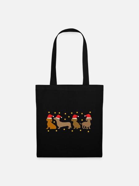 Dackel als Weihnachtsmann Nikolaus mit roter Mütze - Tygväska - svart