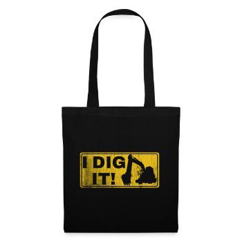 Retro Bagger Spruch Baggerfahrer Baustelle - Stoffbeutel - Schwarz - Vorne
