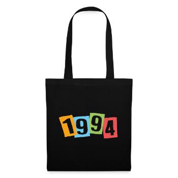 Né en 1994 – Anniversaire avec de grands numéros colorés - Sac en tissu - noir - Devant
