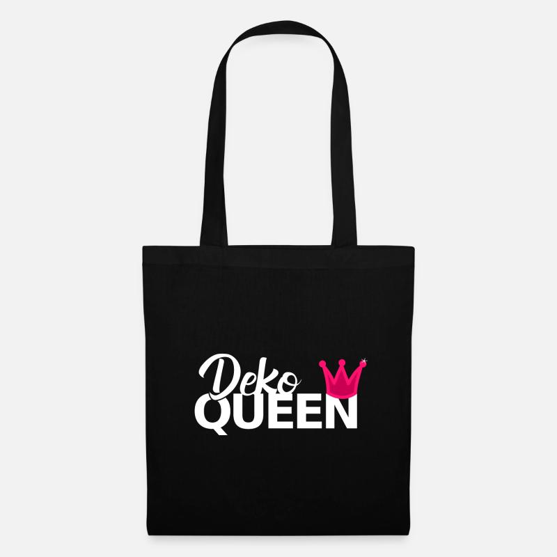 Dekorieren Deko Queen Krone Fun Spruch - Stoffbeutel - Schwarz