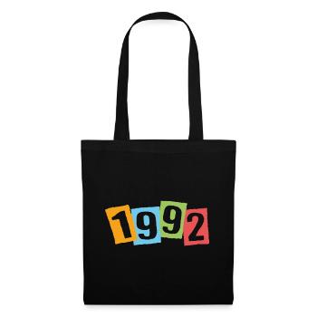 Né en 1992 – Anniversaire avec de grands numéros colorés - Sac en tissu - noir - Devant
