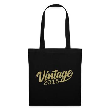 2015 Jahrgang 2015 Retro 2015 Geburtstagsgeschenk - Stoffbeutel - Schwarz - Vorne