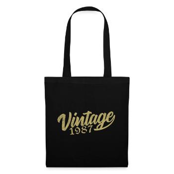 1987 Jahrgang 1987 Retro 1987 Geburtstagsgeschenk - Stoffbeutel - Schwarz - Vorne