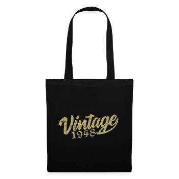 1948 Jahrgang 1948 Retro 1948 Geburtstagsgeschenk - Stoffbeutel - Schwarz - Vorne