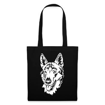 Tschechischer Wolfhund Kopf "Black Edition" - Stoffbeutel - Schwarz - Vorne