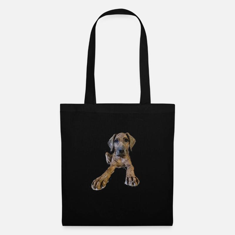 Hundewelpe mit neugierigem Blick - Stoffbeutel - Schwarz