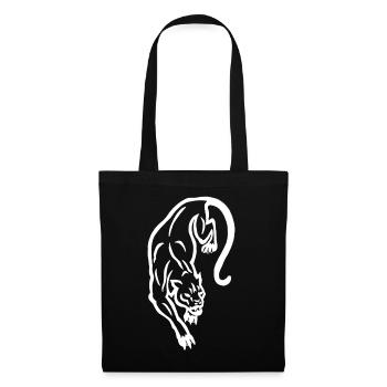 Weiße Panther-Silhouette - Stoffbeutel - Schwarz - Vorne