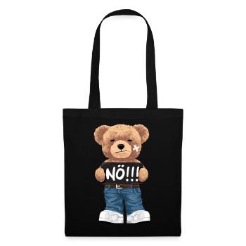 Nö mit Teddybär lustiger Comic für Neinsager - Stoffbeutel - Schwarz - Vorne