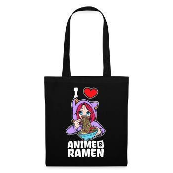 Ich Liebe Anime Ramen Statement Herz Mädchen Manga - Stoffbeutel - Schwarz - Vorne