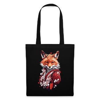Magic Fox & Cherry Blossoms Japanese Aesthetics - Tote Bag - black - Front