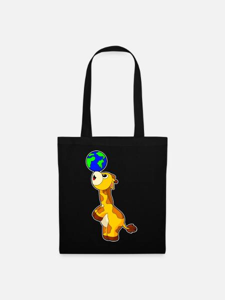 Giraffe Erdkugel - Stoffbeutel - Schwarz