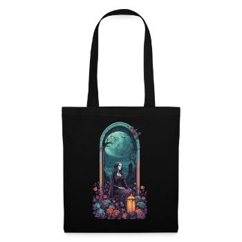 Gothic Vollmond Friedhof Nacht Pastell Design - Stoffbeutel - Schwarz - Vorne