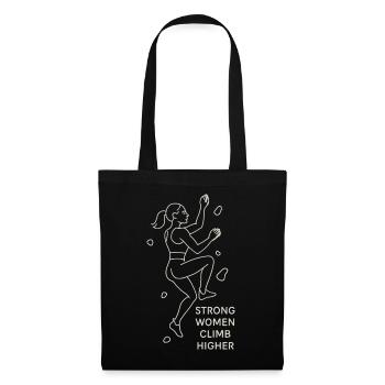 Strong Women Climb Higher – Female Climber Line Art - Tote Bag - black - Front