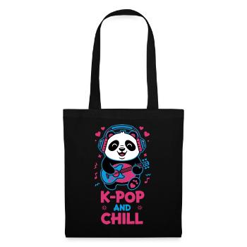 K-POP AND CHILL Cute Korean Kpop Music Panda - Tote Bag - black - Front