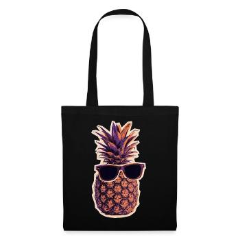 Coole Ananas Mit Sonnenbrille - Stoffbeutel - Schwarz - Vorne