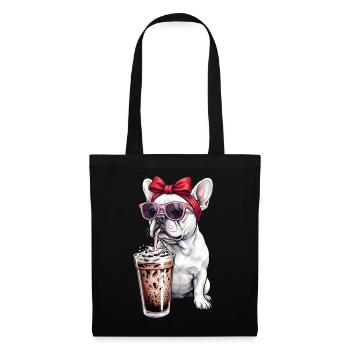 Bouledogue français avec lunettes de soleil - Sac en tissu - noir - Devant