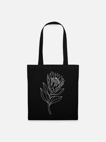 Protea Linienstudie auf Schwarz - Stoffbeutel - Schwarz
