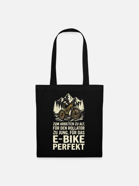 E-Bike Perfekt Waldabenteuer Humor - Stoffbeutel - Schwarz