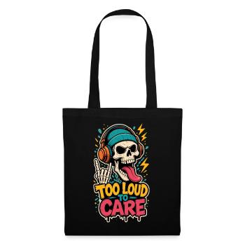 Too Loud to Care – Totenkopf mit Kopfhörern - Stoffbeutel - Schwarz - Vorne