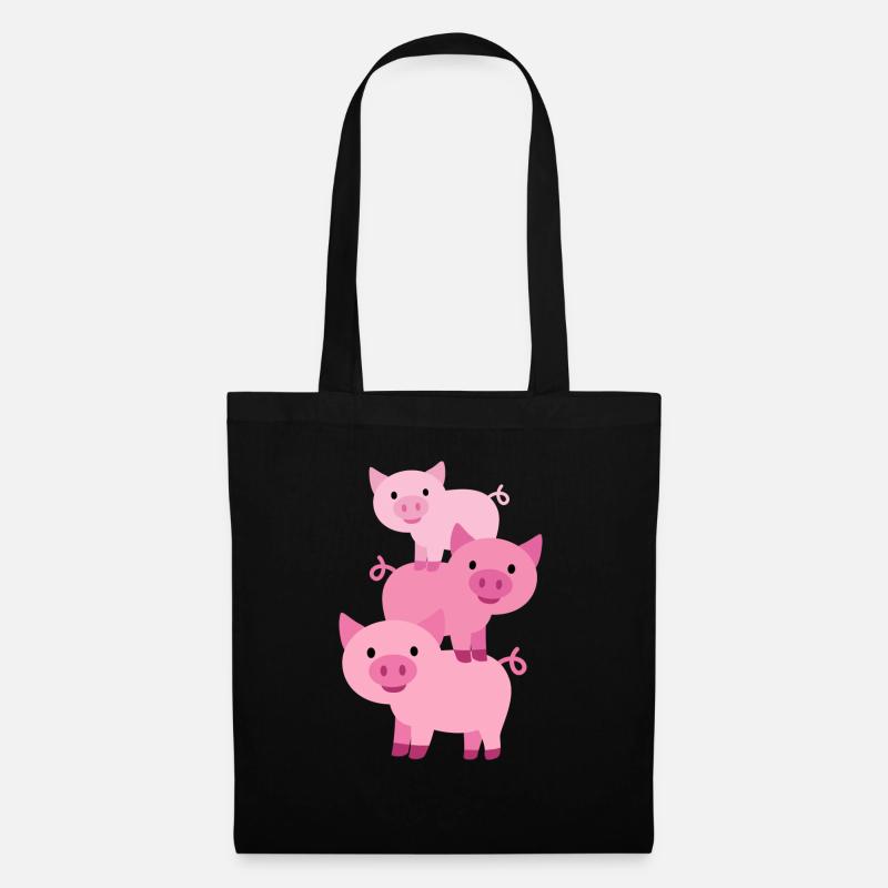 Schweine stapeln - Stoffbeutel - Schwarz
