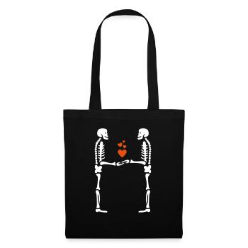 zwei Skelettherzen - Stoffbeutel - Schwarz - Vorne