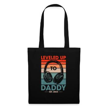 Level Up To Daddy 2024 Gaming Papa Gamer - Stoffbeutel - Schwarz - Vorne