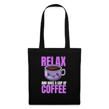Entspannung Kaffee Design - Stoffbeutel - Schwarz - Vorne
