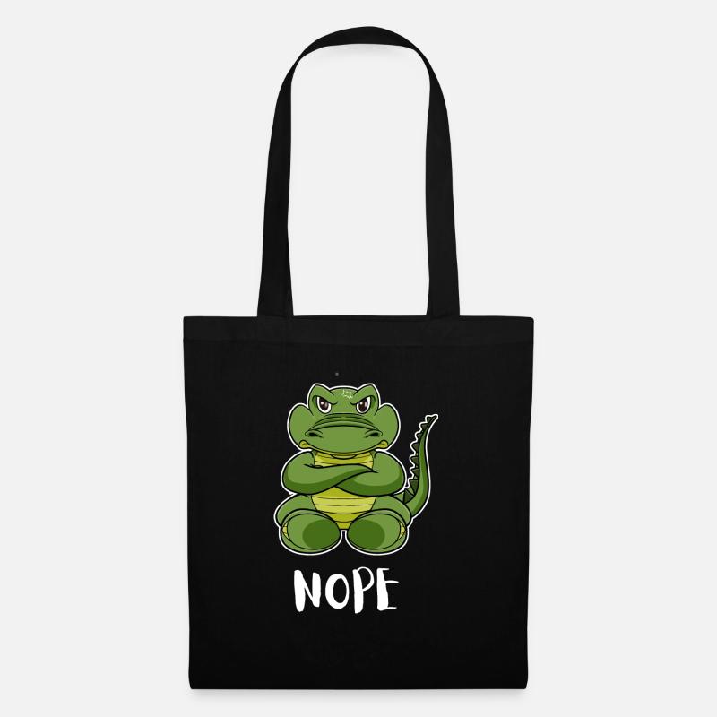 Nope Alligator Funny Lazy Crocodile - Stoffbeutel - Schwarz