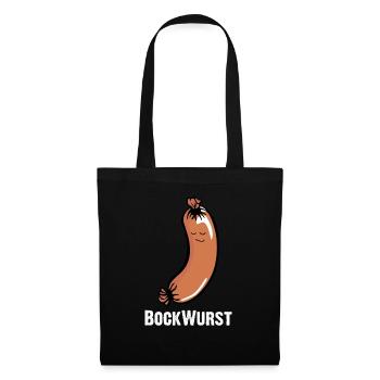 Bockwurst, Augsburger, Knackwurst oder Brühwurst - Stoffbeutel - Schwarz - Vorne