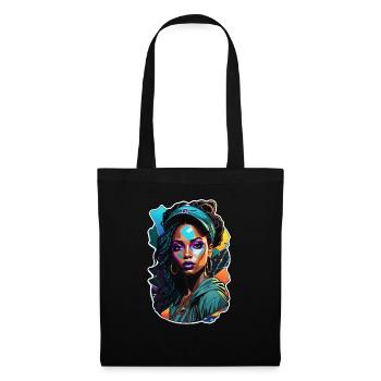 Afro Frau - Schönheit - Stoffbeutel - Schwarz - Vorne