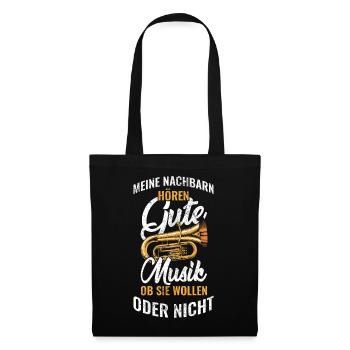 Tuba Musik | Instrument lustige Tuba Sprüche - Stoffbeutel - Schwarz - Vorne