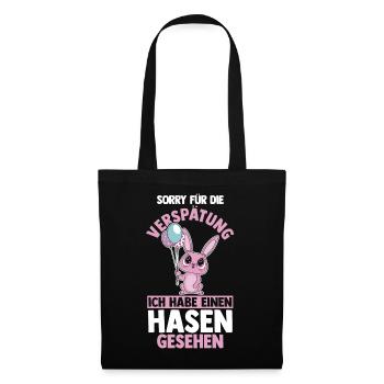 Kaninchen Hase - Stoffbeutel - Schwarz - Vorne