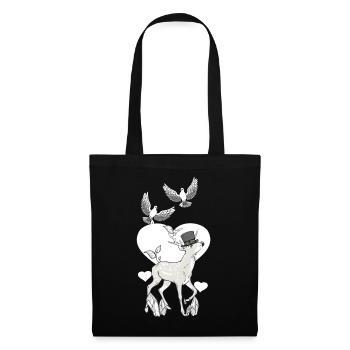 Hirsch Vintage Retro Old School Fantasy Wildtiere - Stoffbeutel - Schwarz - Vorne