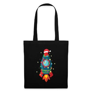 Idée de cadeau de vacances de Noël cool fusée spatiale - Sac en tissu - noir - Devant