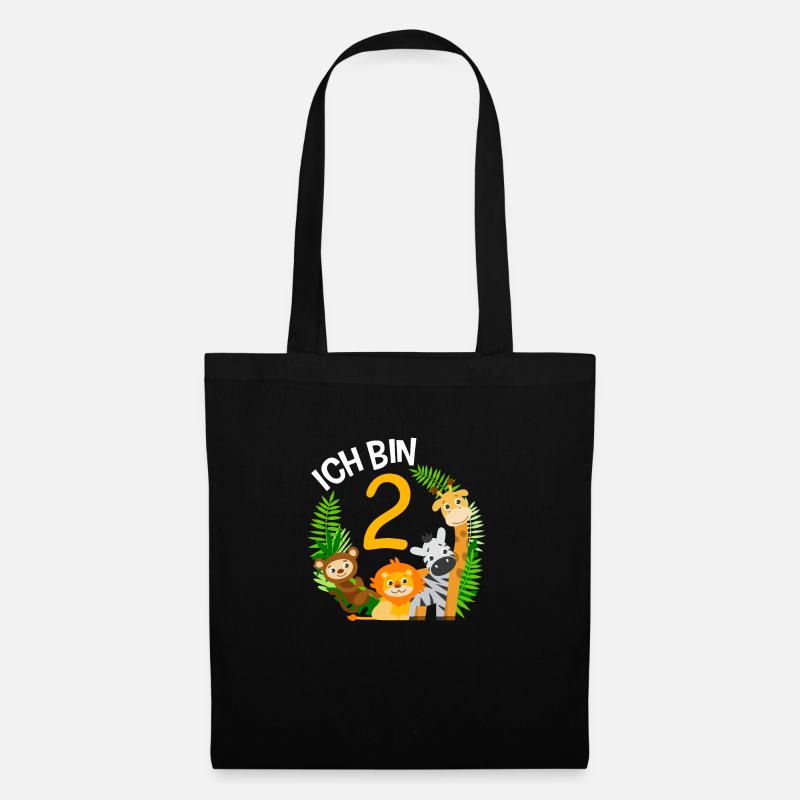 2. Geburtstag Geburtstagsshirt Dschungel Zweiter - Stoffbeutel - Schwarz