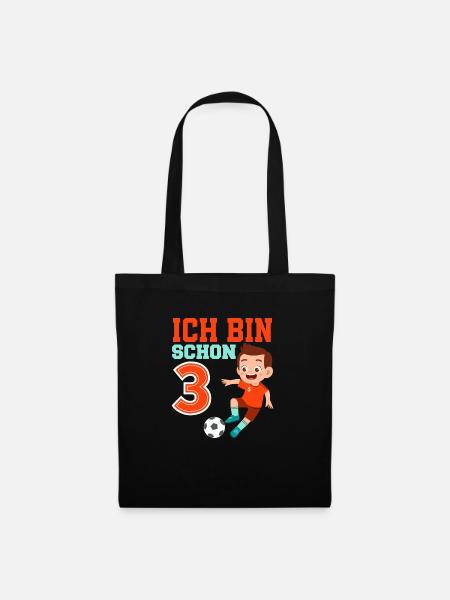 3. Geburtstag 3 Jahre Fußball Fußballspieler - Stoffbeutel - Schwarz