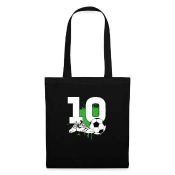 10e anniversaire 10 ans footballeur - Sac en tissu - noir - Devant