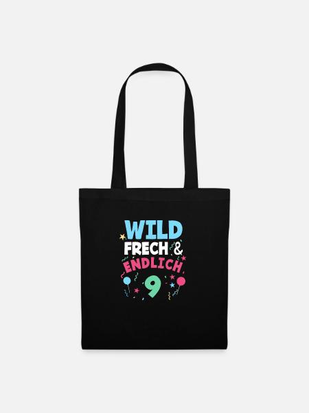 9. Geburtstag Wild, Frech & Endlich 9 Jahre - Stoffbeutel - Schwarz
