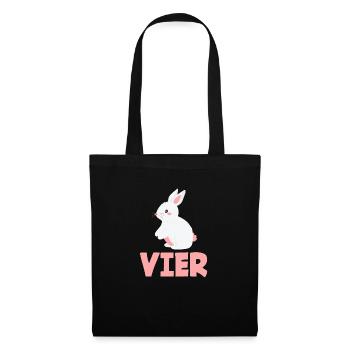 4. Geburtstag Mädchen 4 Jahre Kaninchen Hase - Stoffbeutel - Schwarz - Vorne