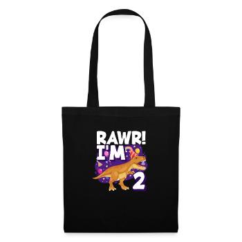 2ème anniversaire Garçon Filles 2 ans Dinosaures - Sac en tissu - noir - Devant