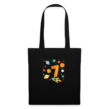 7th Birthday Boys 7 Years Planet Birthday - Tote Bag - black - Front