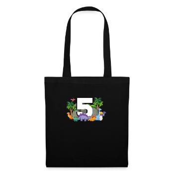 5th Birthday 5 Years Dino Dinosaur Fan - Tote Bag - black - Front