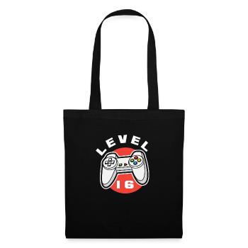 16ème anniversaire Garçons Gaming Gamer Niveau 16 - Sac en tissu - noir - Devant