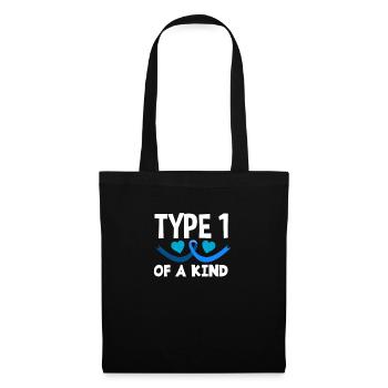 T1D Diabetes Typ 1 Diabetiker Geschenk - Stoffbeutel - Schwarz - Vorne